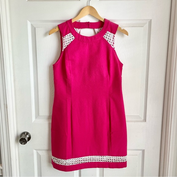 Lauren James Solid Seersucker Sloane Dress in Raspberry - Picture 1 of 4